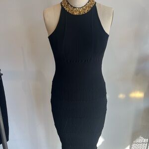 Elegant Black Dress with Gold Accents